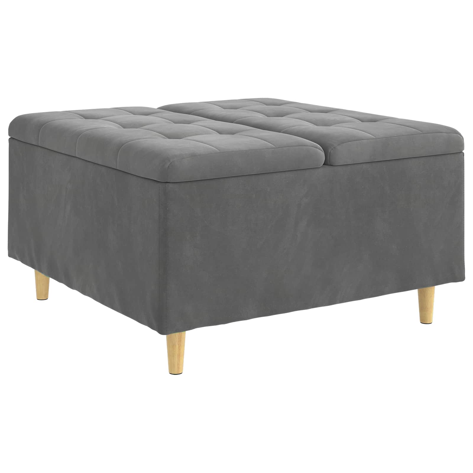 Pouf contenitore Grigio scuro 80 x 80 x 45 cm Velluto | homemem39