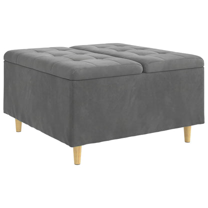 Pouf contenitore Grigio scuro 80 x 80 x 45 cm Velluto | homemem39