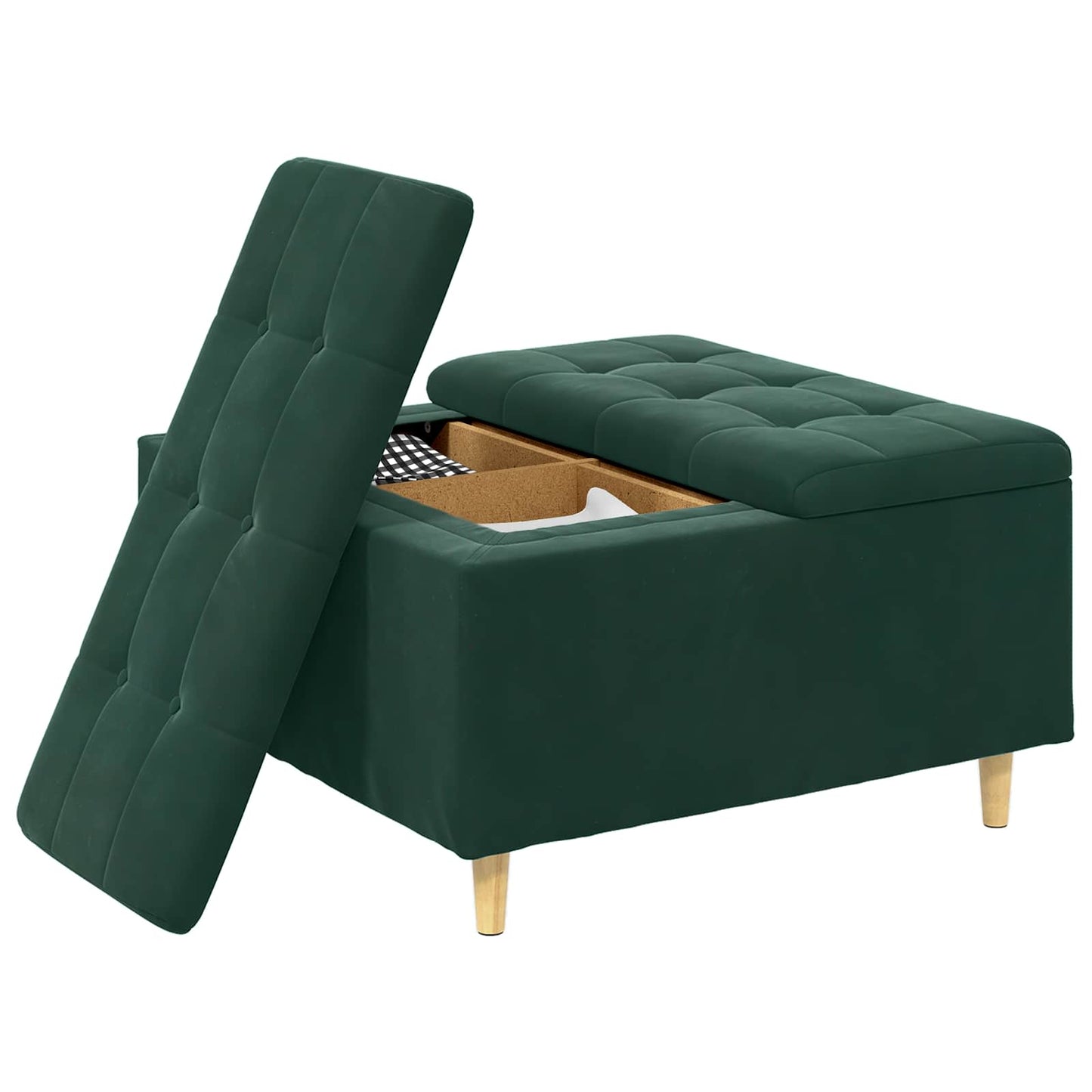 Pouf contenitore Verde Scuro 80 x 80 x 45 cm Velluto