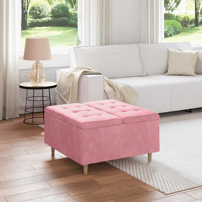 Pouf contenitore con cuscino Rosa 80 x 80 x 45 cm Velluto