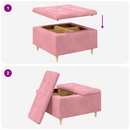 Pouf contenitore con cuscino Rosa 80 x 80 x 45 cm Velluto