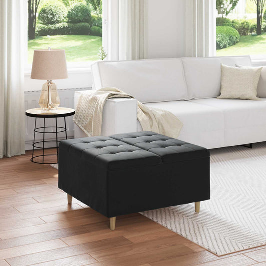 Pouf contenitore con cuscino Nero 80 x 80 x 45 cm Velluto - homemem39