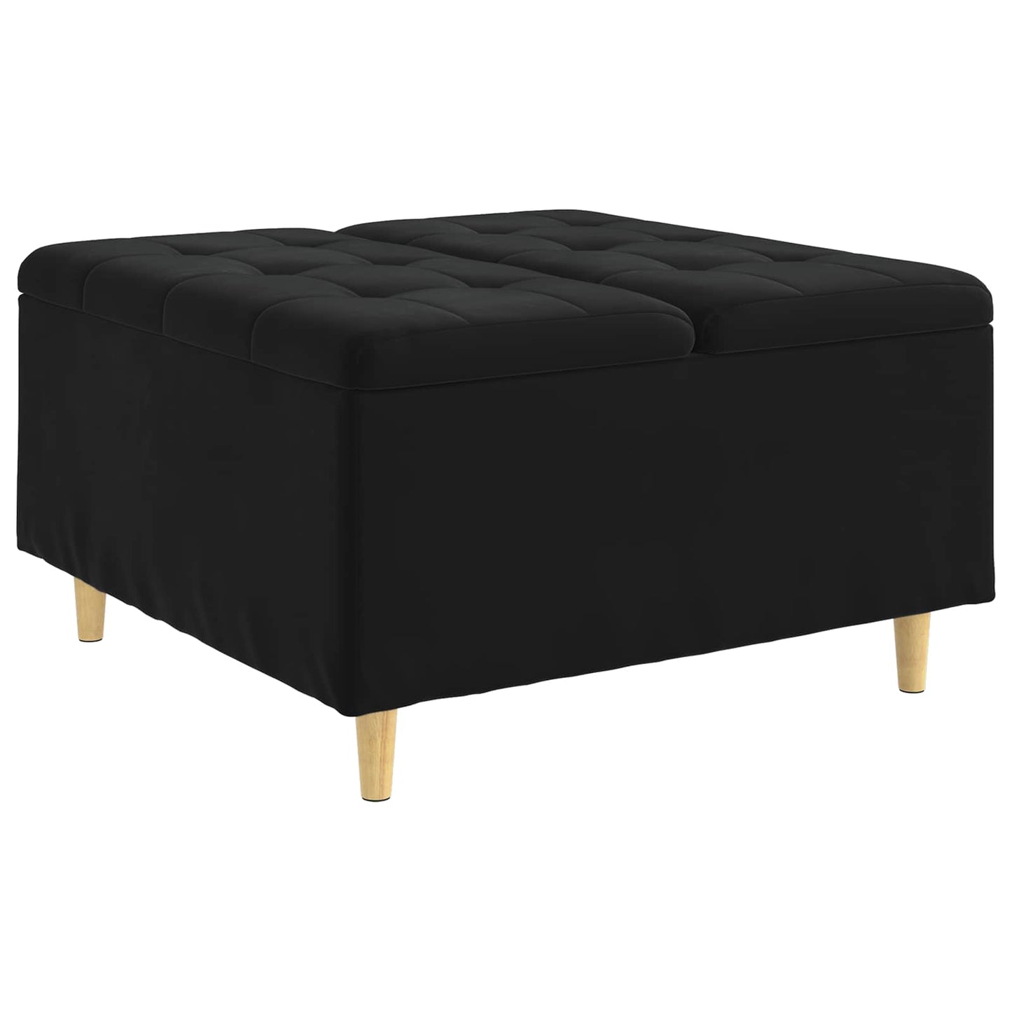 Pouf contenitore con cuscino Nero 80 x 80 x 45 cm Velluto | homemem39