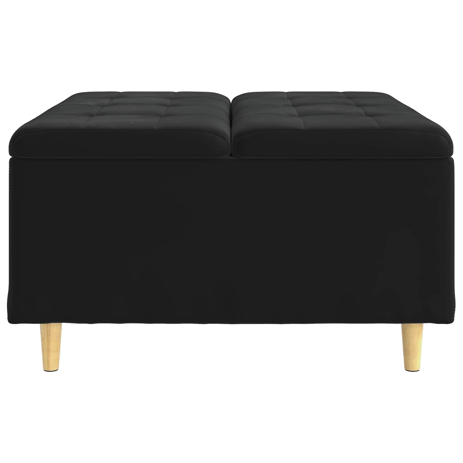 Pouf contenitore con cuscino Nero 80 x 80 x 45 cm Velluto | homemem39