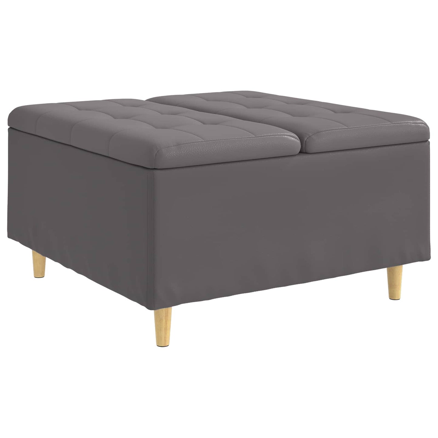 Pouf contenitore Grigio 80 x 80 x 45 cm Pelle sintetica