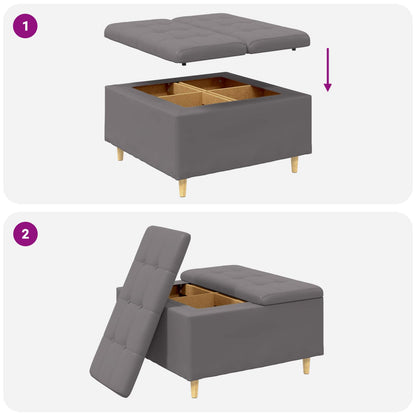 Pouf contenitore Grigio 80 x 80 x 45 cm Pelle sintetica | homemem39