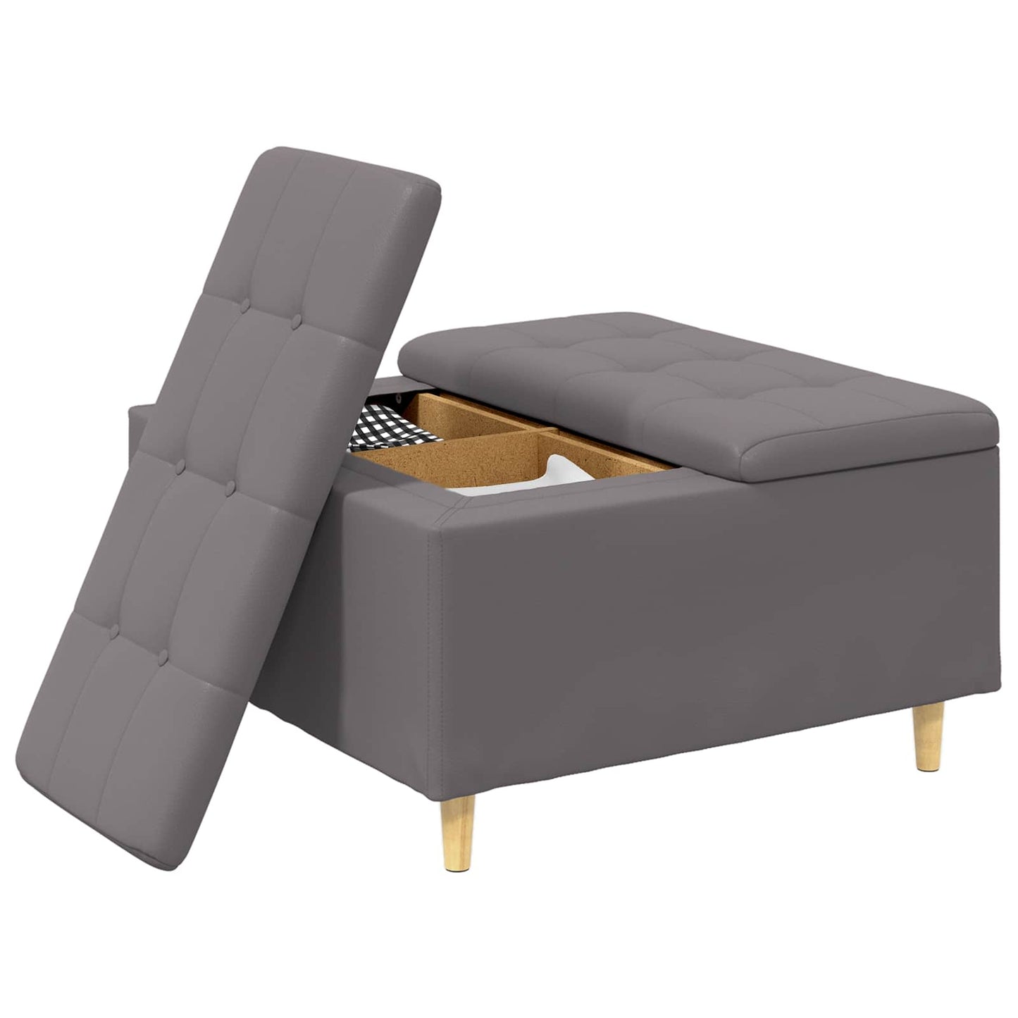 Pouf contenitore Grigio 80 x 80 x 45 cm Pelle sintetica