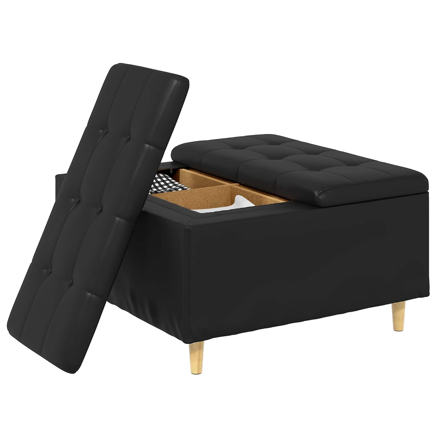 Pouf contenitore Nero 80 x 80 x 45 cm Pelle sintetica - homemem39