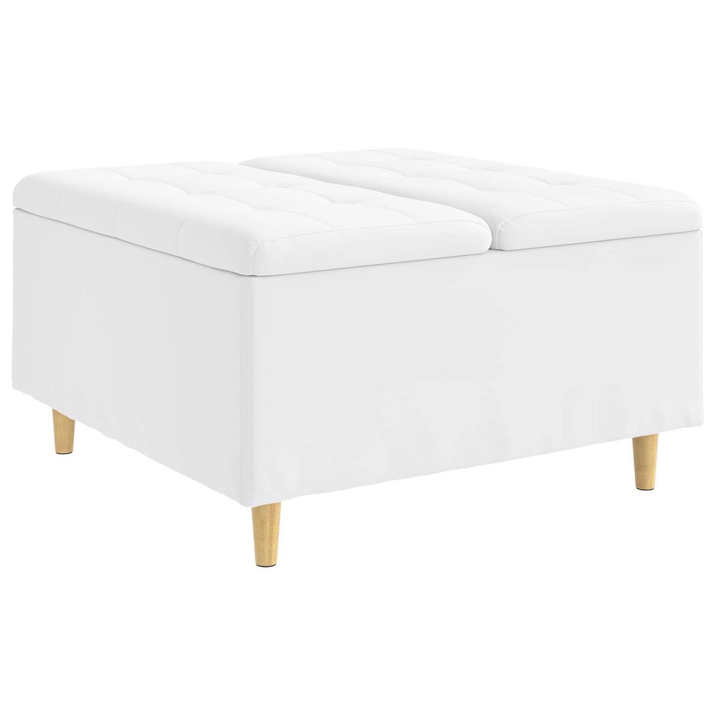 Pouf contenitore Bianco 80 x 80 x 45 cm Pelle sintetica