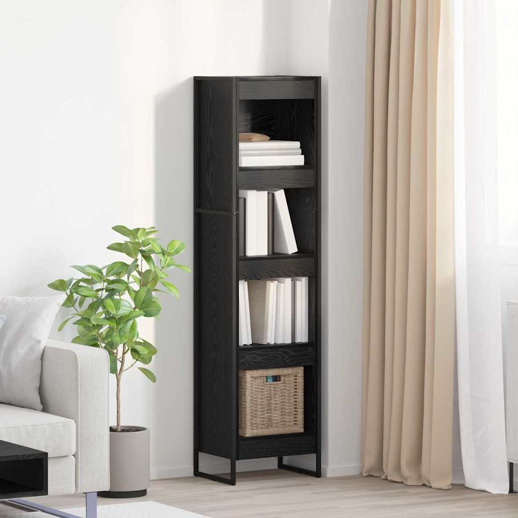 Armadio per Libri Rovere Nero 80 x 30 x 155 cm
