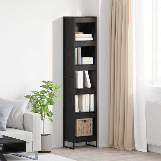 Armadio per Libri Rovere Nero 80 x 30 x 155 cm