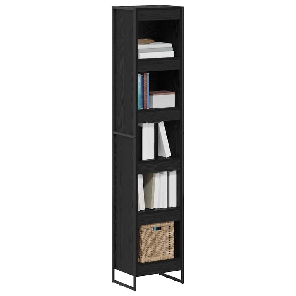 Armadio per Libri Rovere Nero 80 x 30 x 155 cm