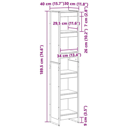 Armadio per Libri Grigio Sonoma 80 x 30 x 155 cm