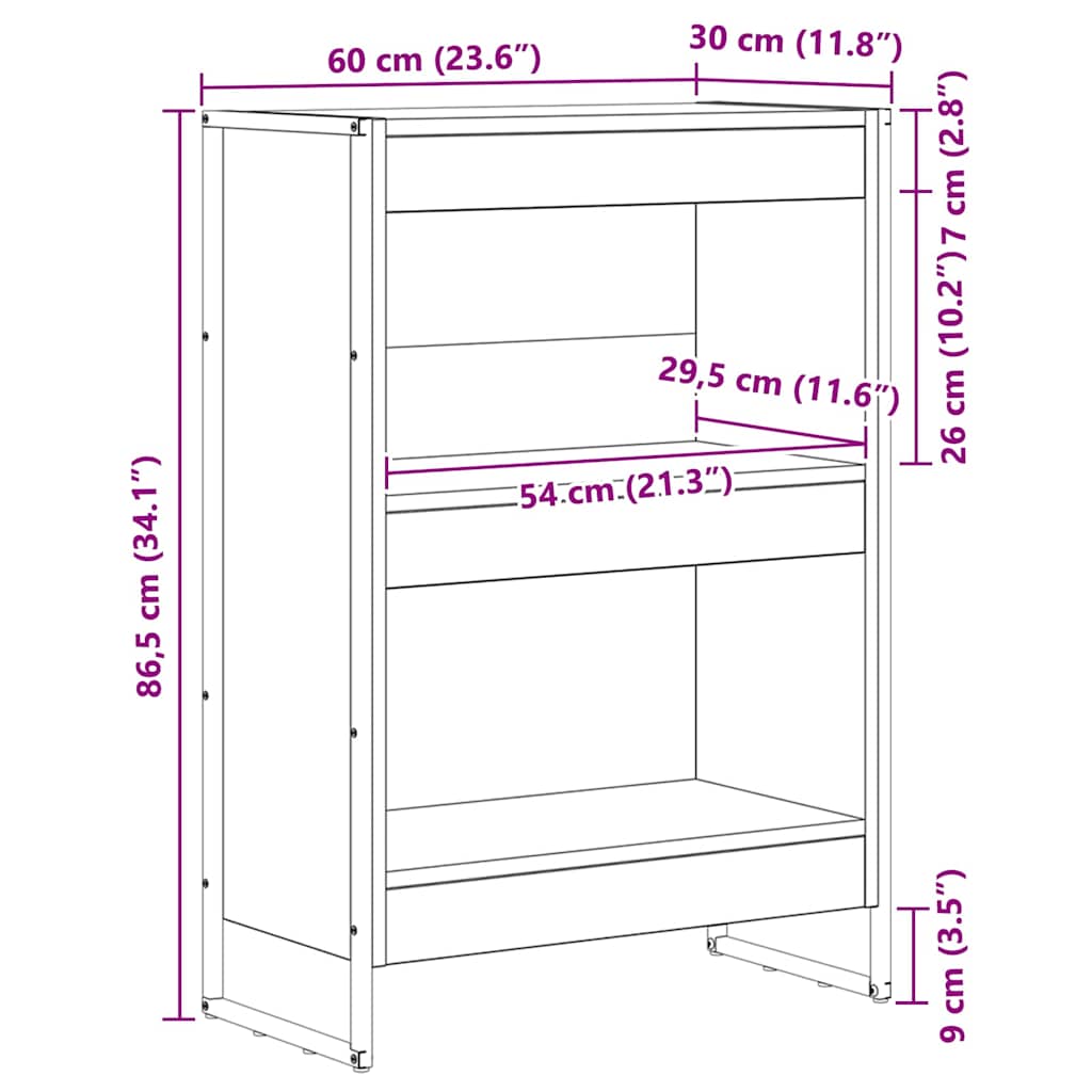 Armadio per Libri 60 x 30 x 86,5 cm Legno multistrato | homemem39