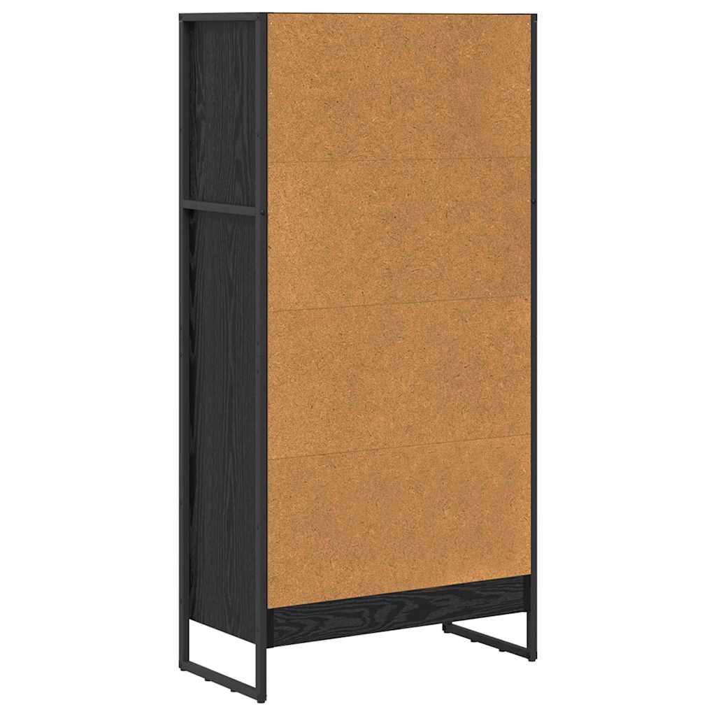 Armadio per Libri Rovere Nero 80 x 30 x 155 cm