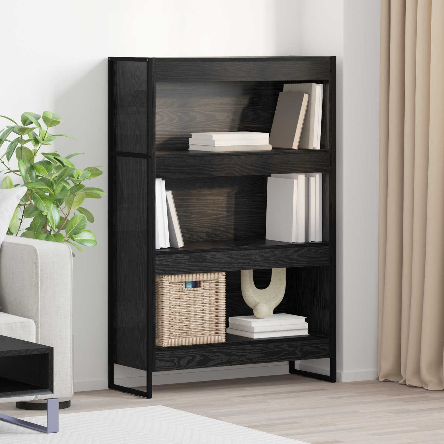 Armadio per Libri Rovere Nero 80 x 30 x 155 cm