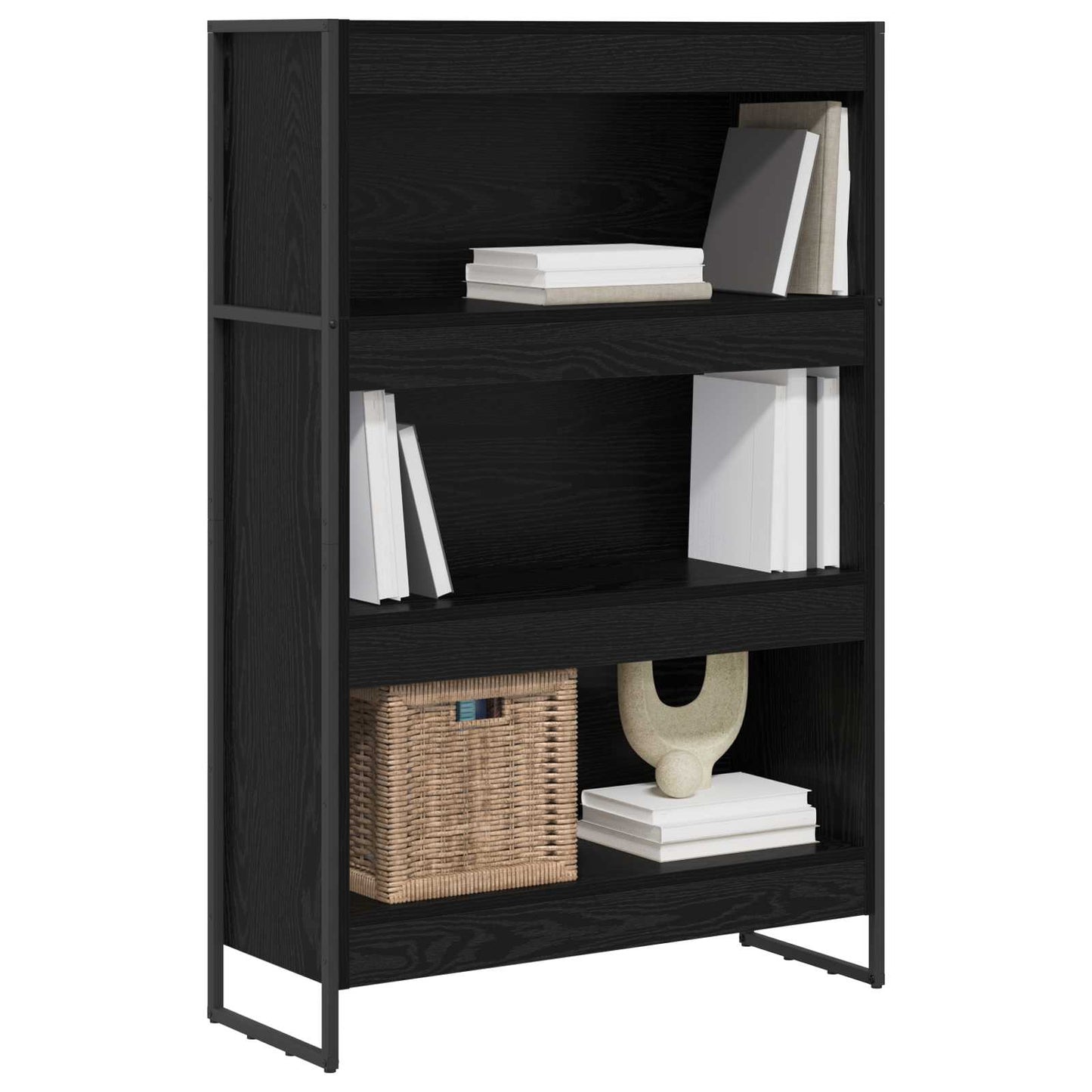 Armadio per Libri Rovere Nero 80 x 30 x 155 cm
