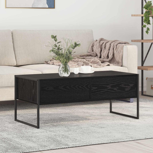 Tavolino da salotto con cassetto Rovere Nero 100 x 46 x 40 cm