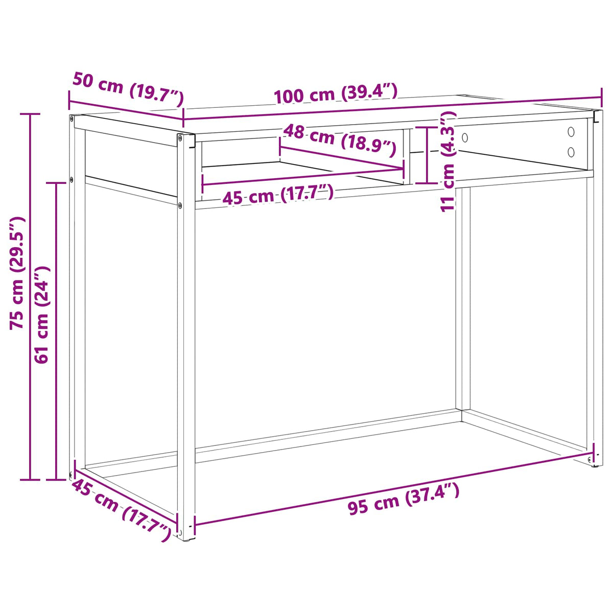 Scrivania Quercia Fumosa Legno ingegnerizzato 100 x 50 x 75 cm | homemem39