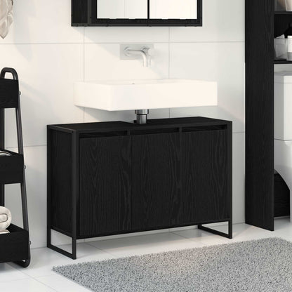 Mobile da Bagno Rovere Nero 90 x 30 x 60 cm Legno multistrato