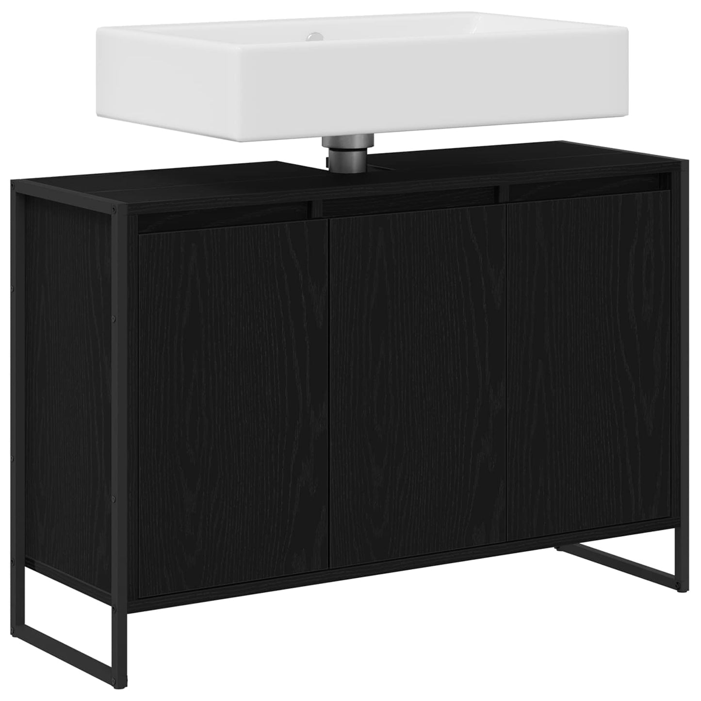 Mobile da Bagno Rovere Nero 90 x 30 x 60 cm Legno multistrato