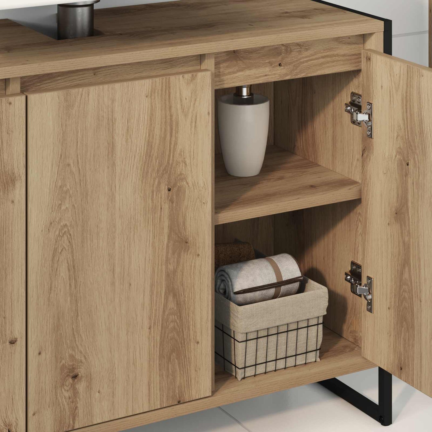 Mobile da Bagno con porta Rovere Artigianale 90 x 30 x 60 cm | homemem39