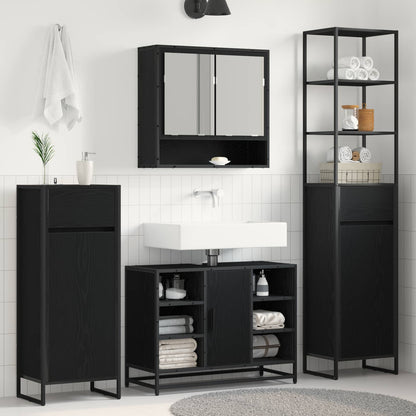 Mobile da Bagno Rovere Nero 40 x 30 x 180 cm Legno multistrato