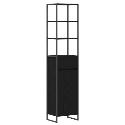 Mobile da Bagno Rovere Nero 40 x 30 x 180 cm Legno multistrato