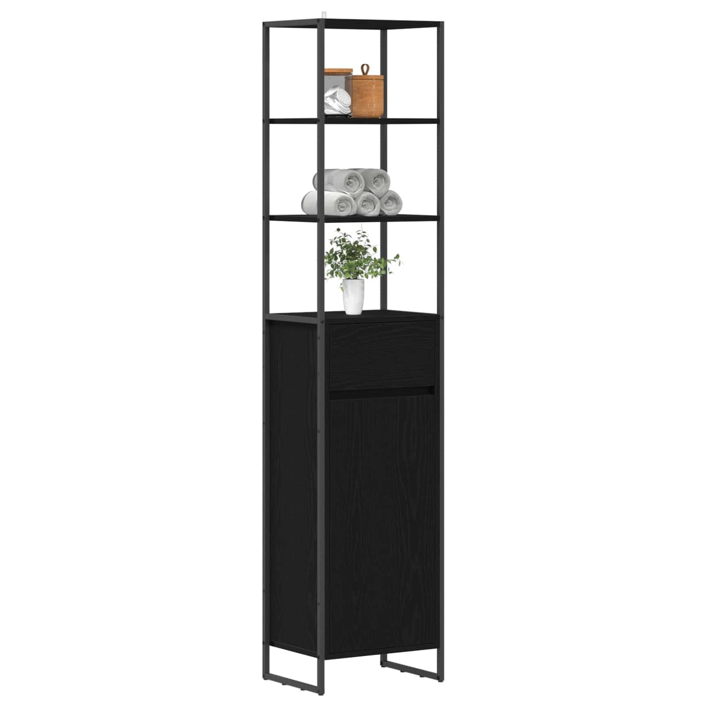 Mobile da Bagno Rovere Nero 40 x 30 x 180 cm Legno multistrato | homemem39