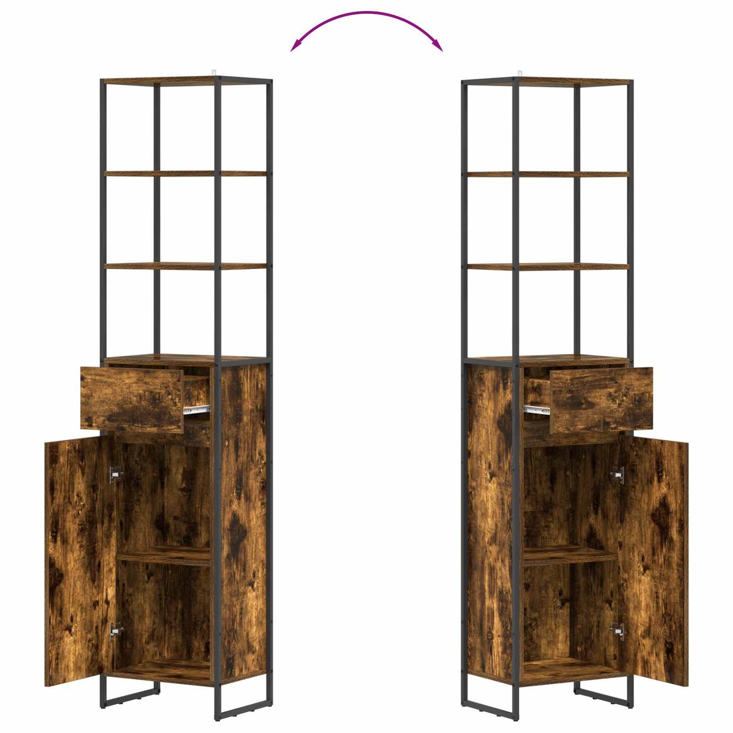 Mobile da Bagno con cassetto Quercia Fumosa 40 x 30 x 180 cm