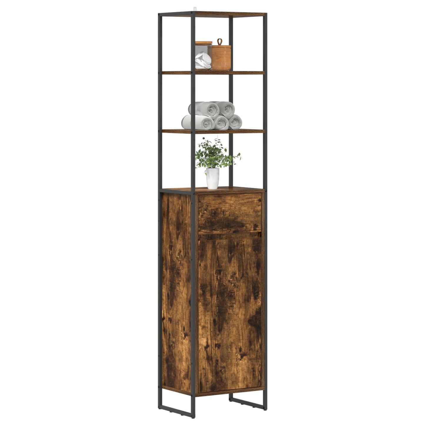 Mobile da Bagno con cassetto Quercia Fumosa 40 x 30 x 180 cm