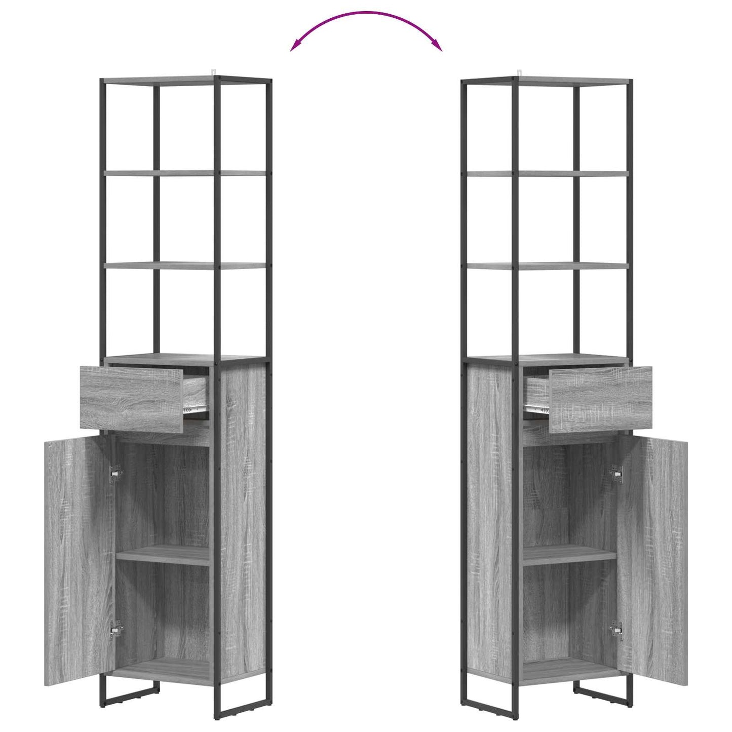 Mobile da Bagno con cassetto Grigio Sonoma 40 x 30 x 180 cm | homemem39