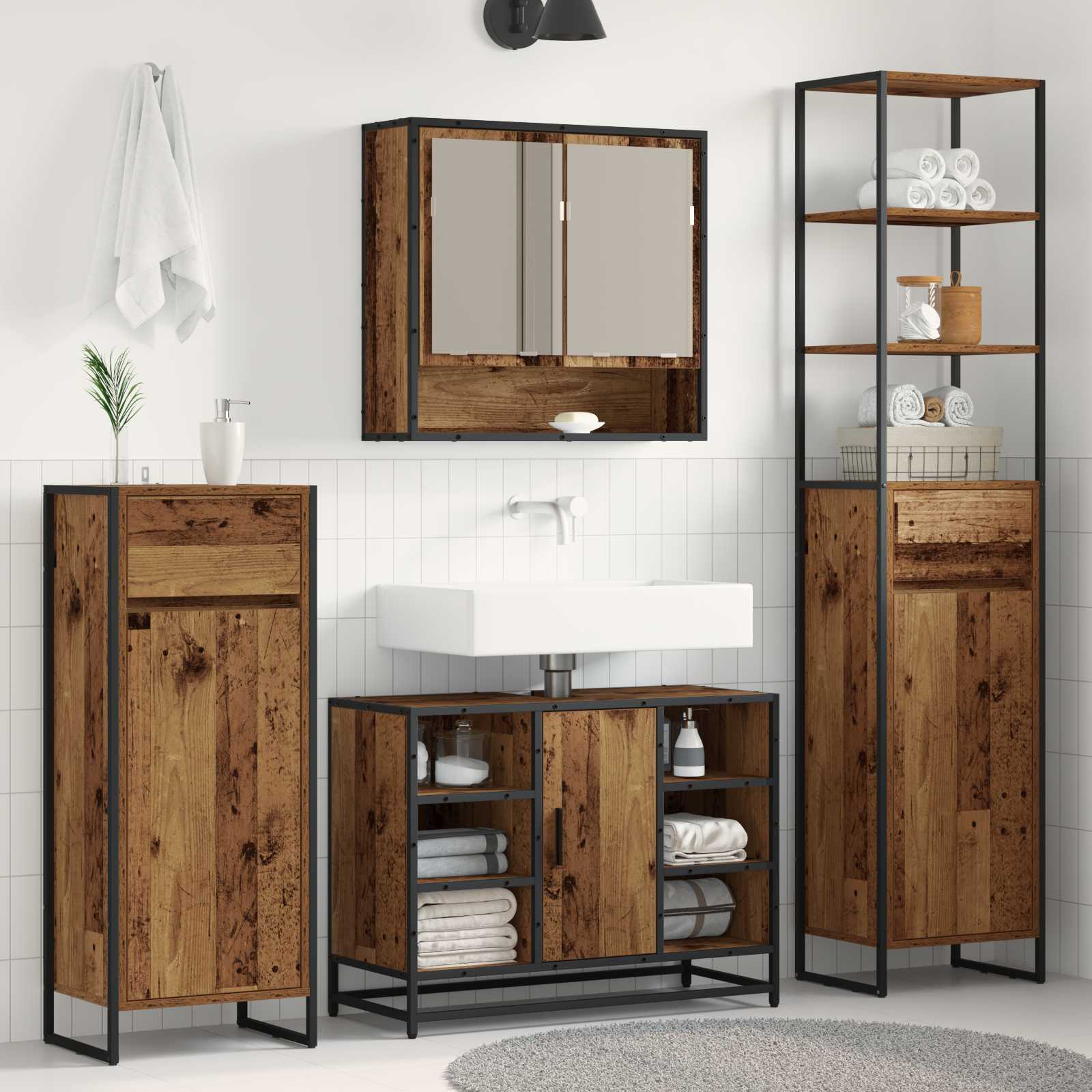 Mobile da Bagno con cassetto Legno vecchio 40 x 30 x 180 cm | homemem39