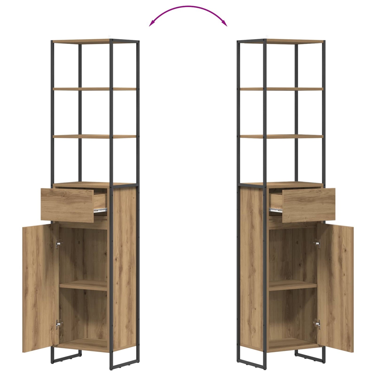 Mobile da Bagno con porta Rovere Artigianale 40 x 30 x 180 cm | homemem39