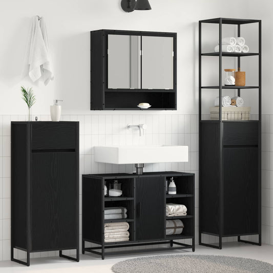 Mobile da Bagno Rovere Nero 40 x 30 x 100 cm Legno multistrato | homemem39