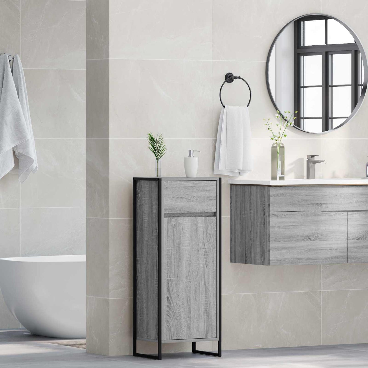 Mobile da Bagno con cassetto Grigio Sonoma 40 x 30 x 100 cm | homemem39