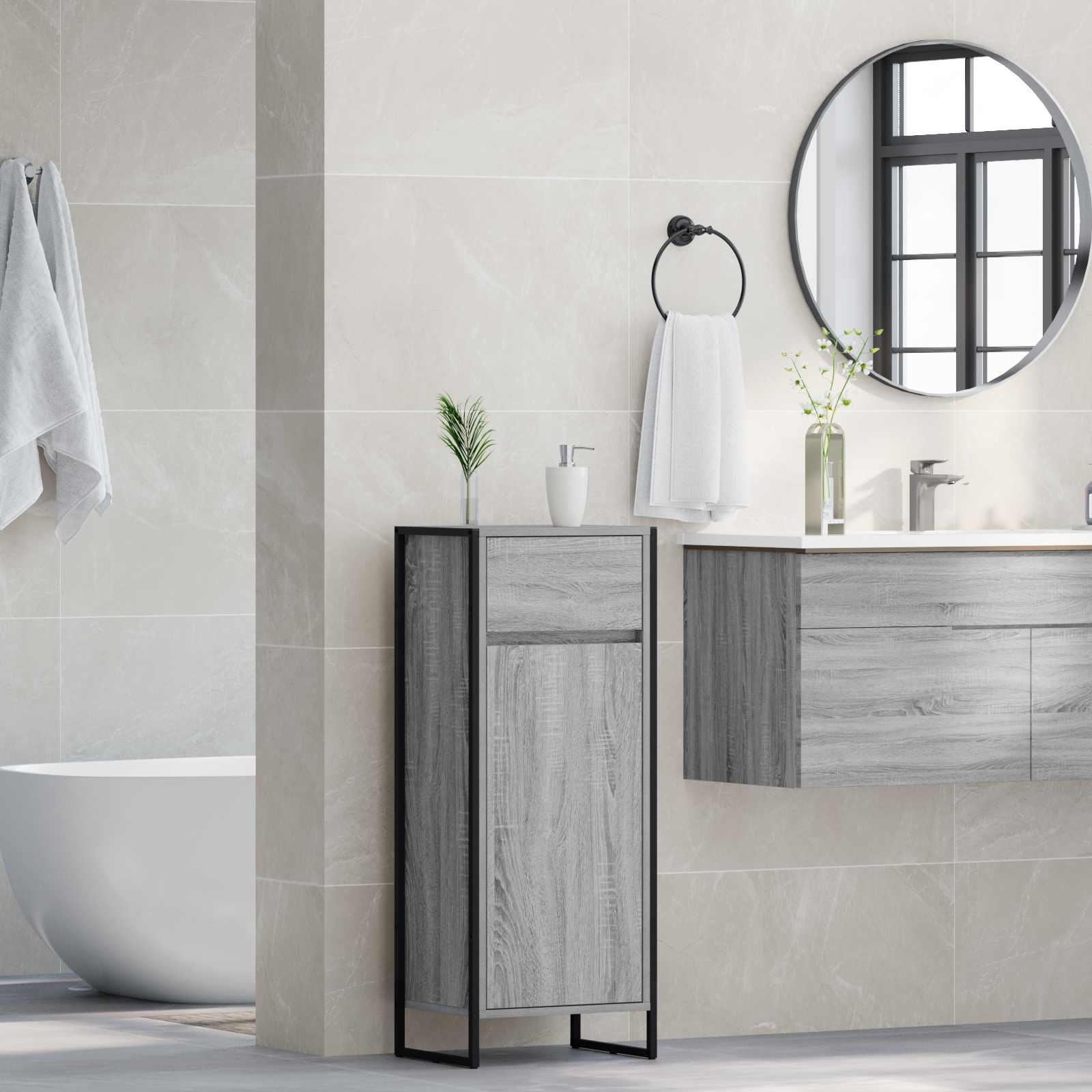Mobile da Bagno con cassetto Grigio Sonoma 40 x 30 x 100 cm | homemem39