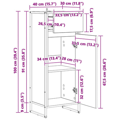 Mobile da Bagno con cassetto Legno vecchio 40 x 30 x 100 cm