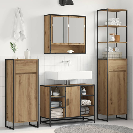 Mobile da Bagno con porta Rovere Artigianale 40 x 30 x 100 cm | homemem39