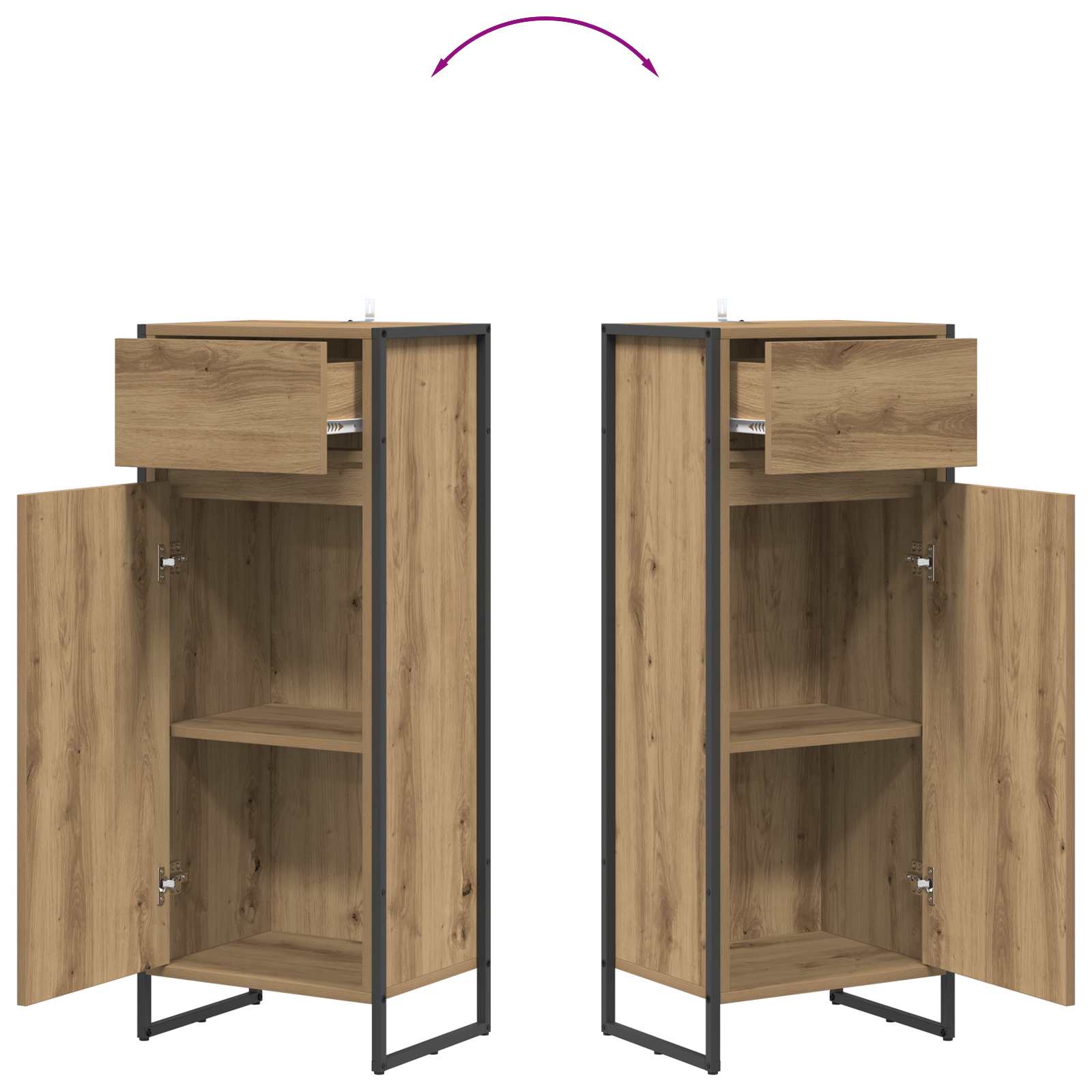 Mobile da Bagno con porta Rovere Artigianale 40 x 30 x 100 cm | homemem39