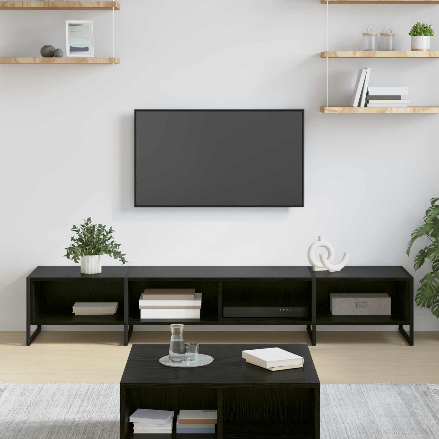 Mobile TV Rovere Nero 170,5 x 36 x 30,5 cm Legno multistrato