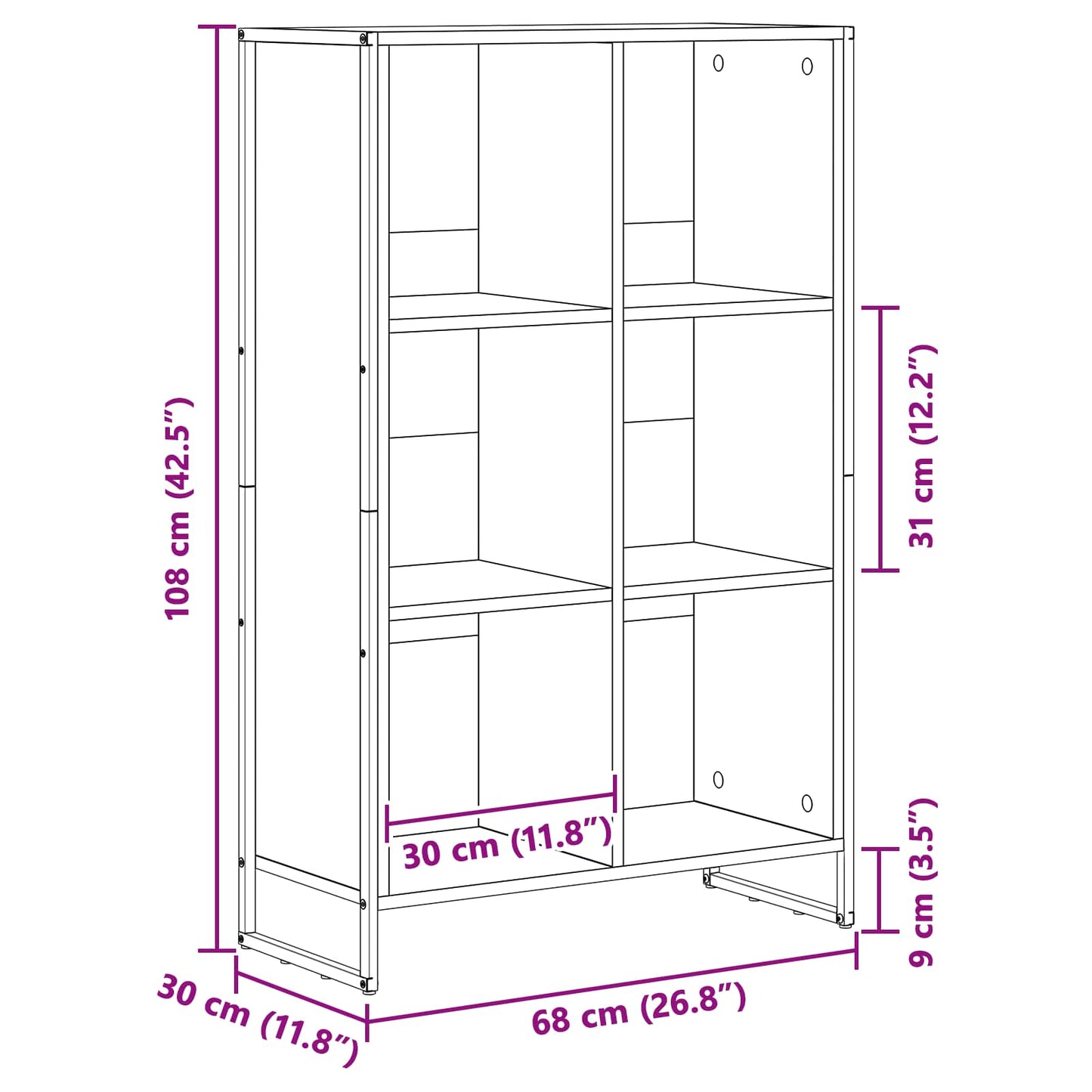 Armadio per Libri Sonoma 99.5 x 30 x 108.5 cm Legno multistrato