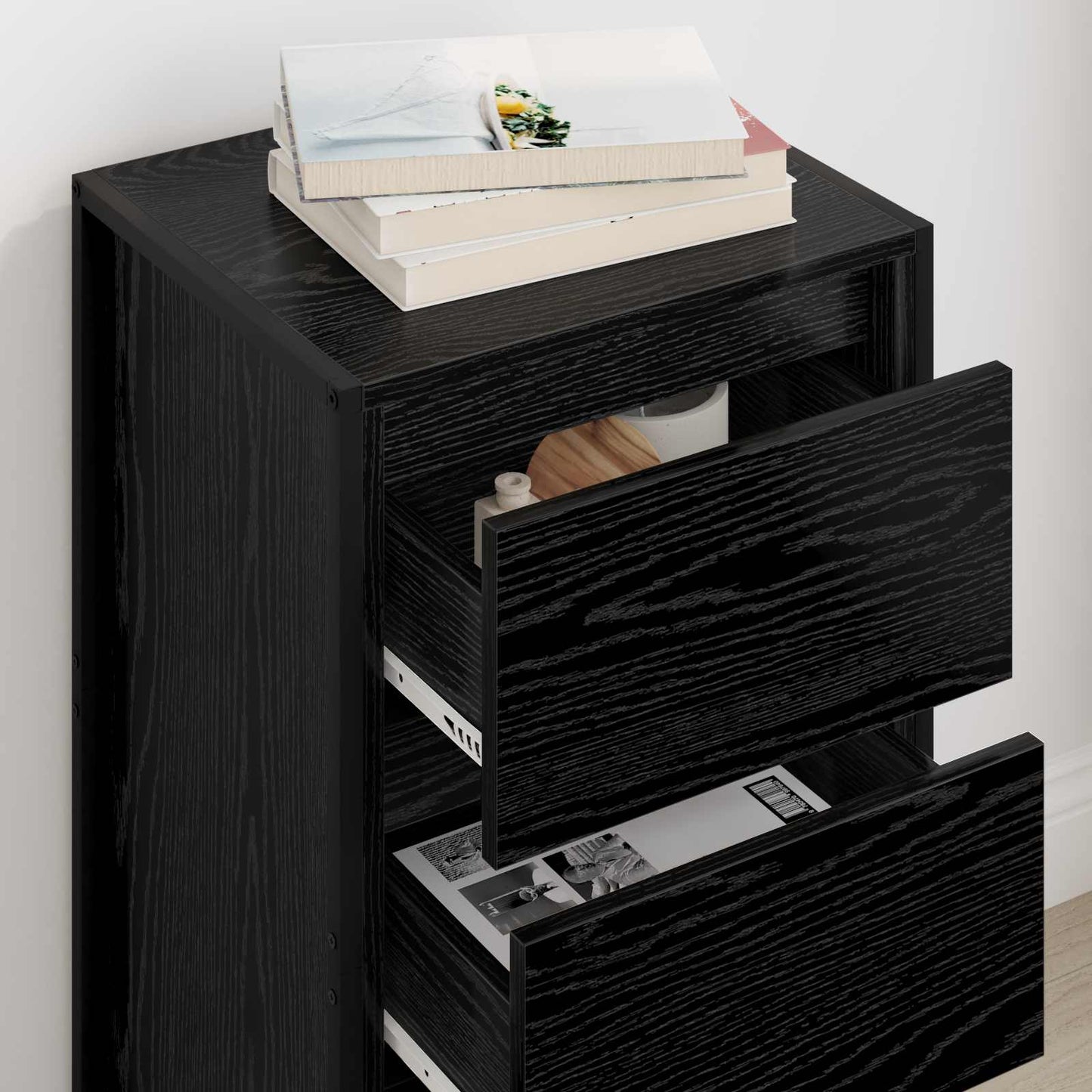 Credenza Rovere Nero 42 x 36 x 75.5 cm Legno multistrato