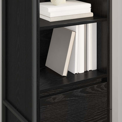 Armadio per Libri con cassetto Rovere Nero 43 x 36 x 150.5 cm