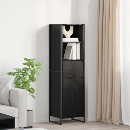 Armadio per Libri con cassetto Rovere Nero 43 x 36 x 150.5 cm