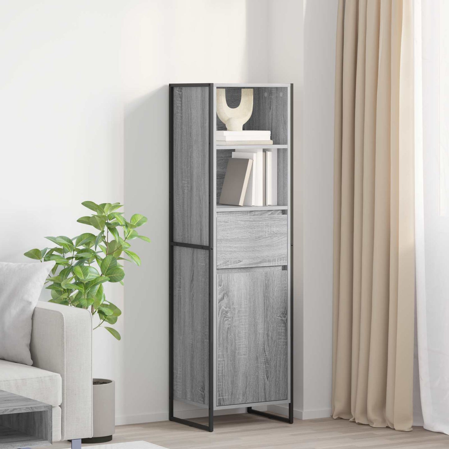 Armadio per Libri con cassetto Grigio Sonoma 43 x 36 x 150.5 cm