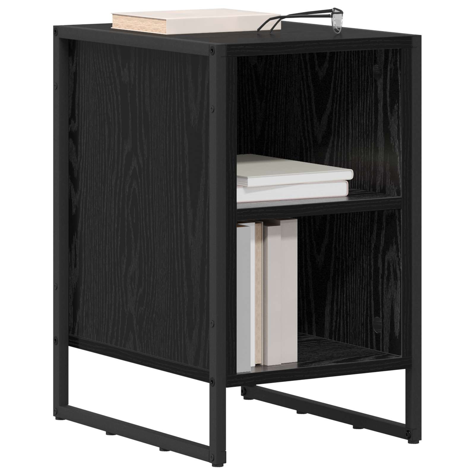 Comodino Rovere Nero 39.5 x 30 x 50 cm Legno multistrato | homemem39