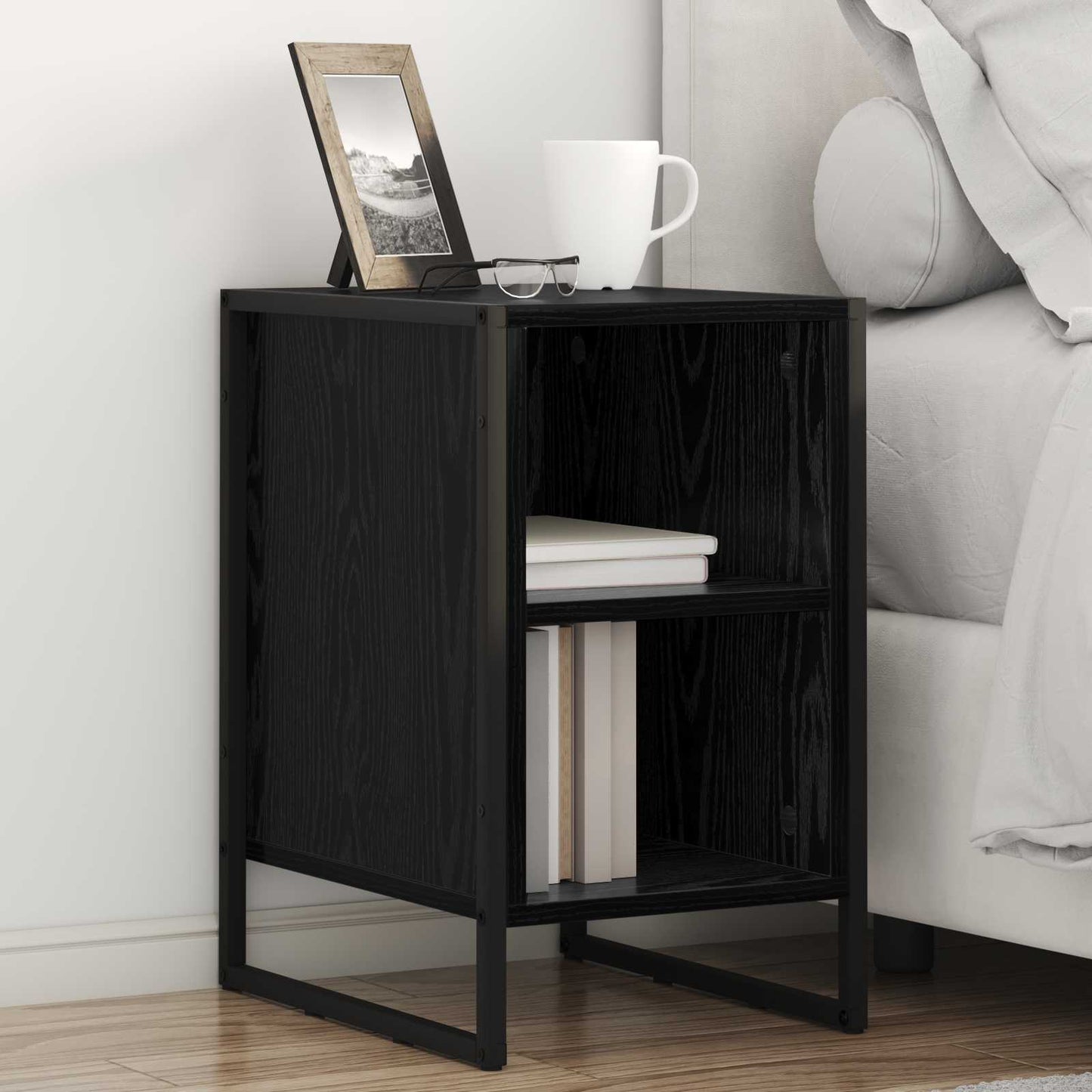 Comodino 2 pz Rovere Nero 39.5 x 30 x 50 cm