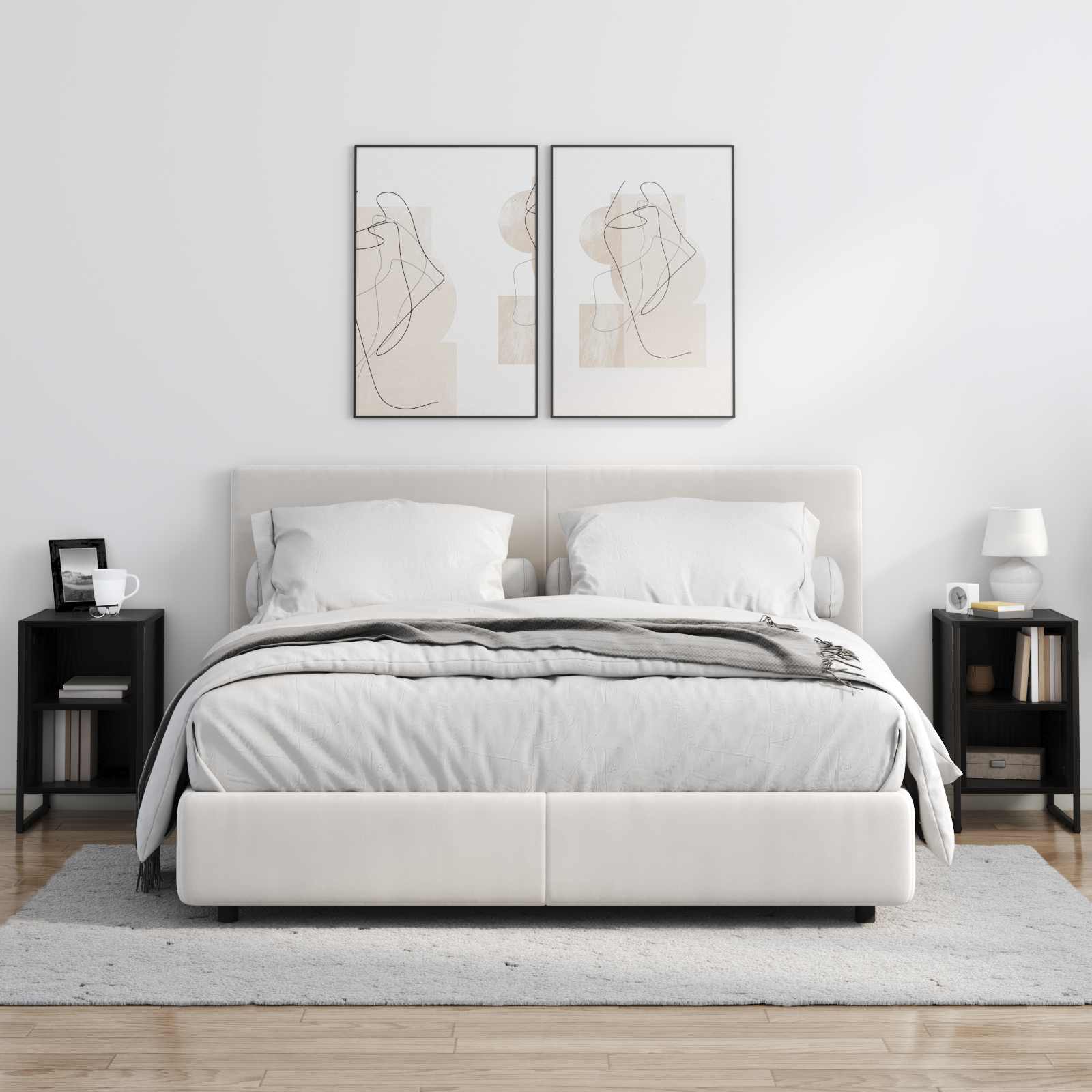 Comodino 2 pcs Rovere Nero 39.5 x 30 x 50 cm Legno multistrato | homemem39