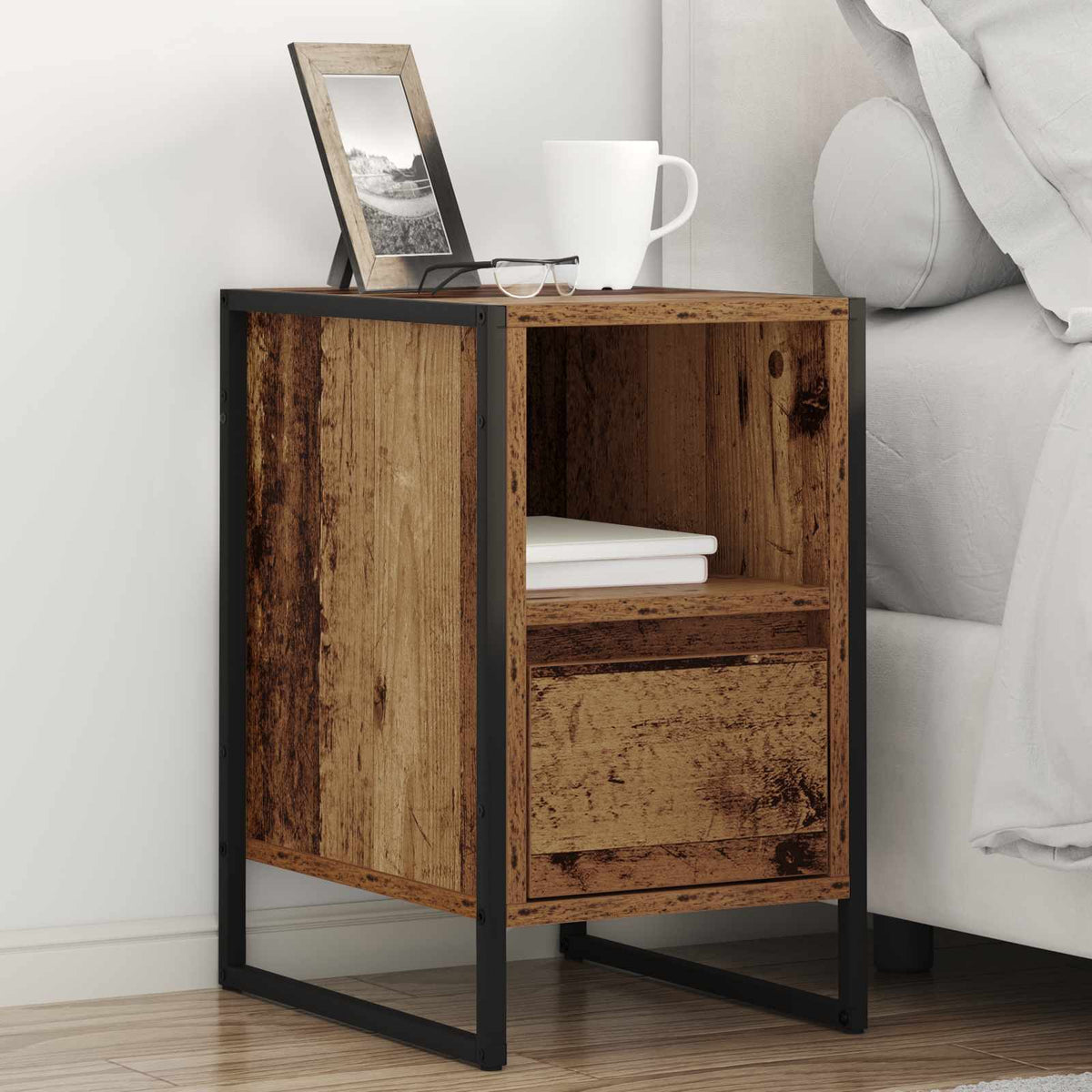 Comodino 2 pz Legno vecchio 39,5 x 30 x 50 cm | homemem39